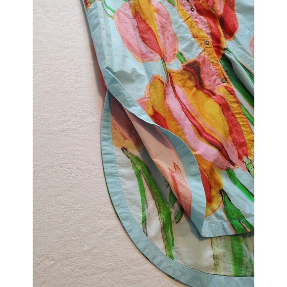 Anthropologie Maeve The Lillian Cap Sleeve Button Front Midi Dress Tulip Size XS - Picture 12 of 15